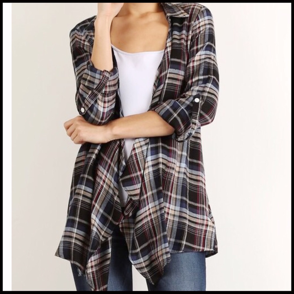 Waterfall Plaid Cardi Top - Picture 8 of 8